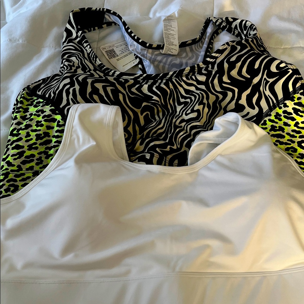 NWT lot of Fabletics White and Animal Print Sports bra